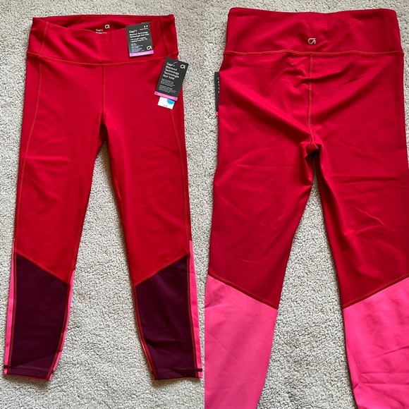 GAP Fit Blackout Technology Red/Pink Color Block 7/8 Leggings Athletic Pants - Picture 8 of 13